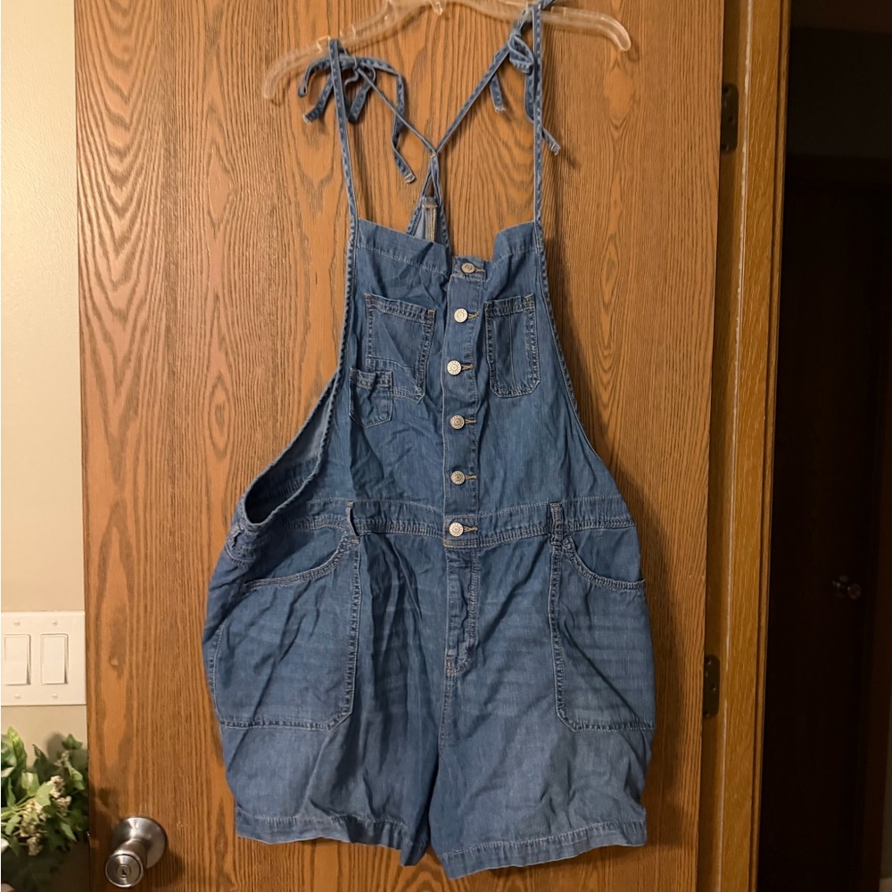 torrid Blue Denim Button-Front Short Overalls